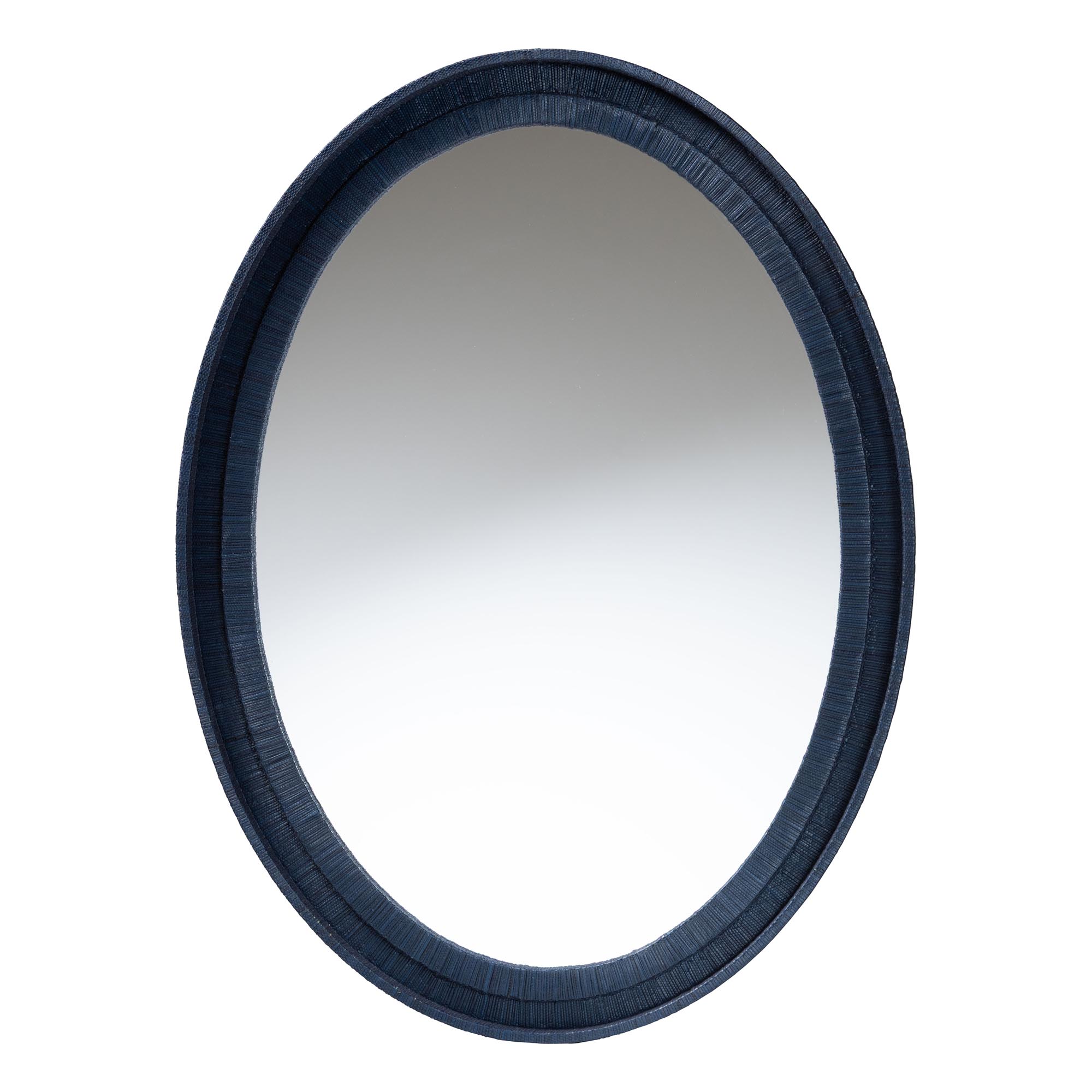 bali & pari Lailan Woven Grasscloth Mirror, Oval, Navy Blue